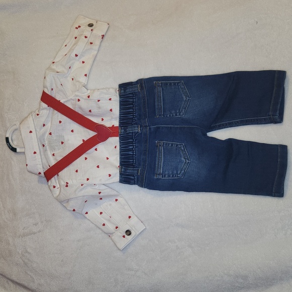 CAT & JACK, Baby Valentine's Heart Suspender Outfit And Heart Print Outfit Set - Picture 3 of 4